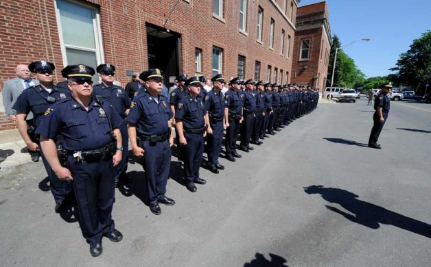 Line of police officers