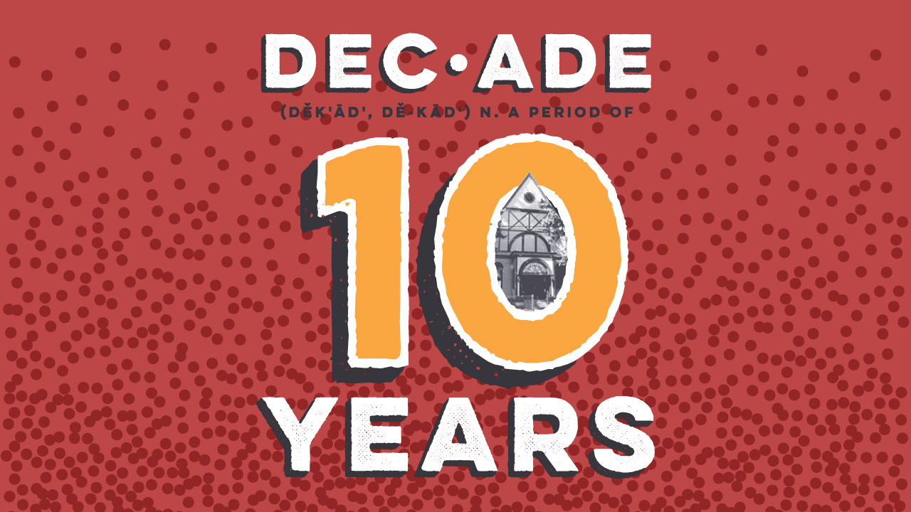Graphic that says "DEC•ADE: A period of 10 years"