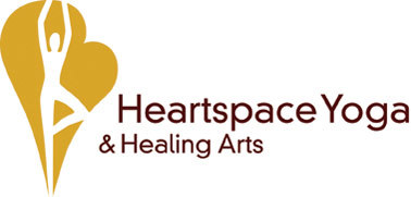 Heartspace Yoga and Healing Arts Logo featuring a heart with a figure doing the tree pose.