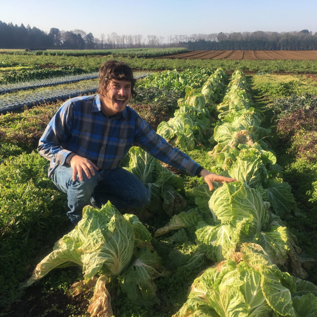 Antonio Roman-Alcalá in a cabbage patch